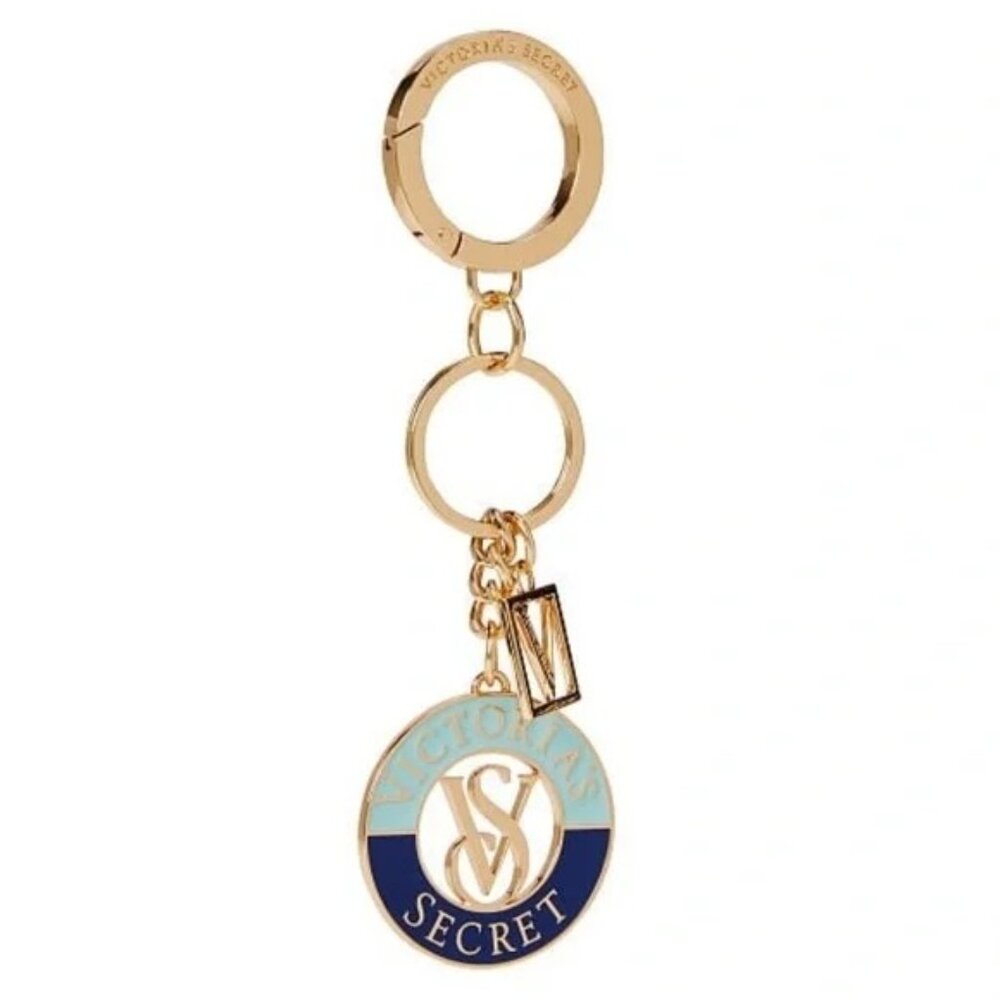Victoria's Secret Signature Bag Backpack Charm Keychain Gold VS Logo Monogram - Picture 2 of 3